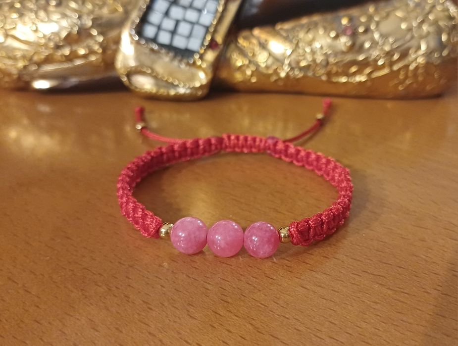 Pulseira Pedras Naturais & Macramê Ajustáve