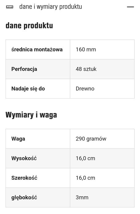 Precyzyjna tarcza do drewna 160mm x 20 mm