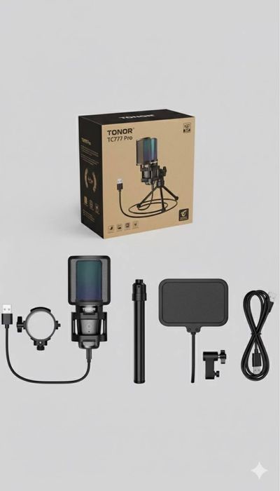 Микрофон USB мікрофон   TONOR  RGB Стрім Запис YouTube з підставкою