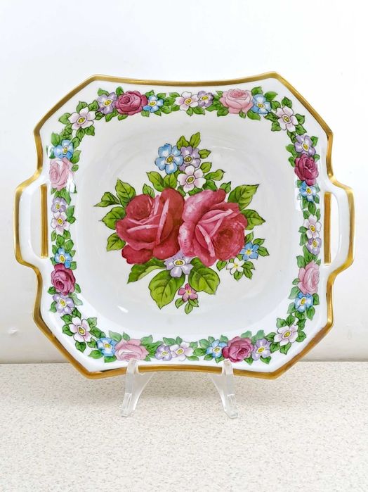 Ręcznie malowana patera Tułowice Tillowitz 1928/45 r. handmalerei