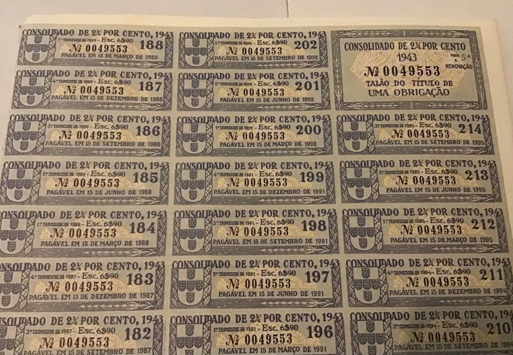 Título de uma obrigação de 1942