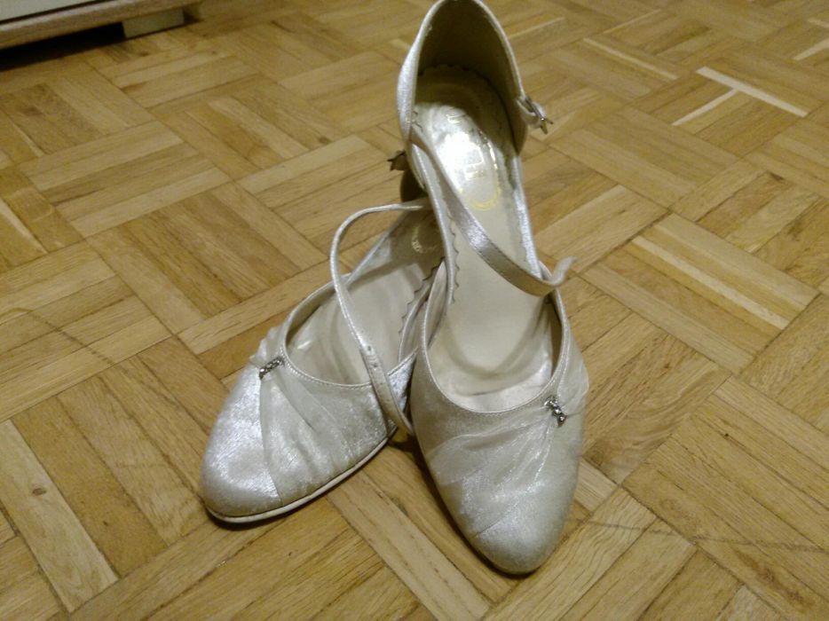 skórzane buty ślubne ecru dł wkladki 24cm