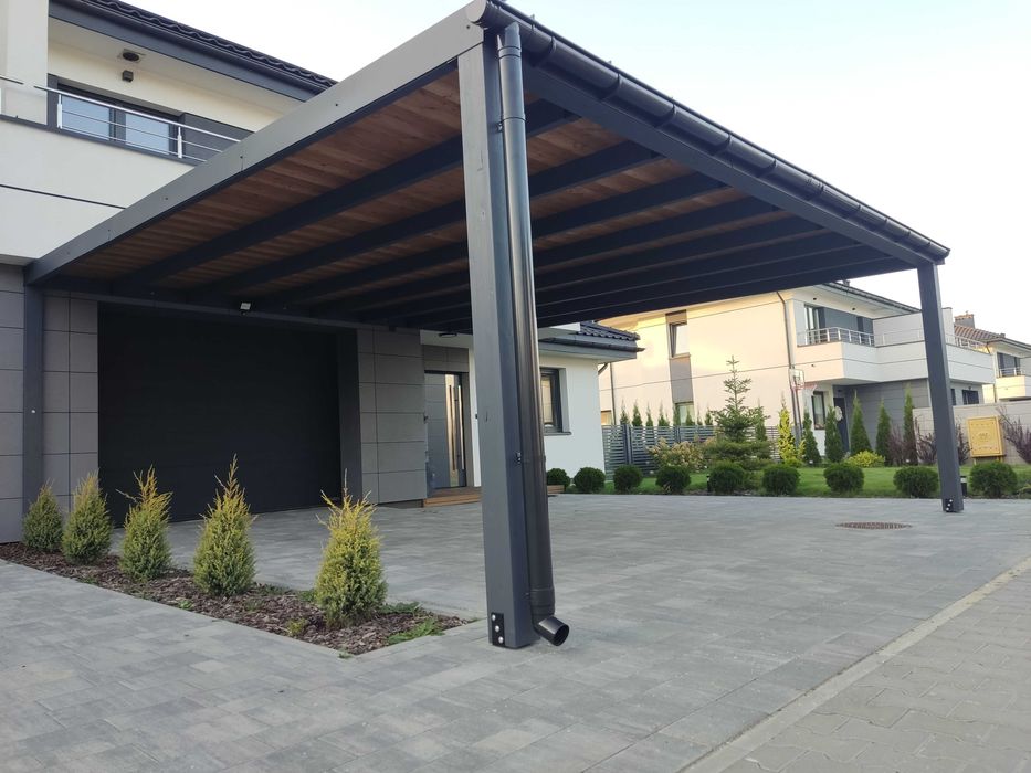 pergola drewniana BSH architektura ogrodów taras zadaszenie poliwęglan