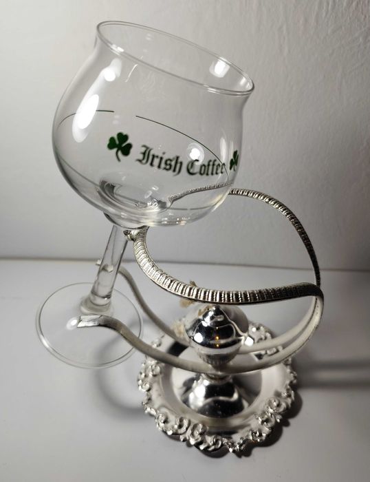 Copo para Irish Coffee c/ suporte metal casquinha