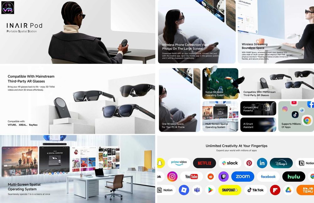 ‼️ INAIR Pod для Xreal, Viture, RayNeo, Rokid (3DoF, 3D, AI)