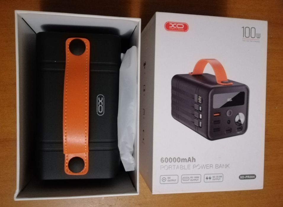 Портативный внешний аккумулятор (павербанк) XO PR204 60000 mAh 100W 
Е