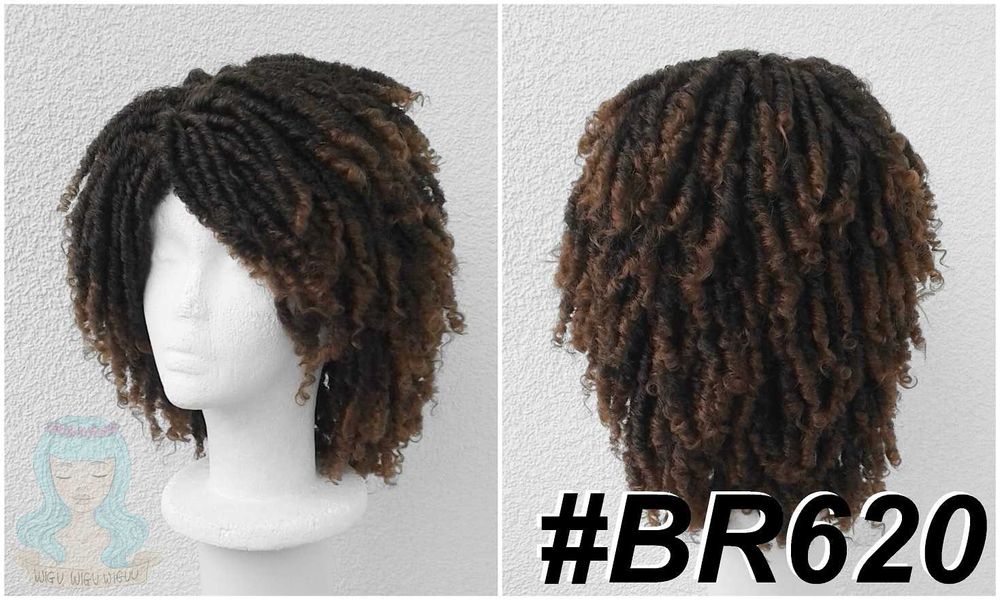 Brązowa peruka z dredami dredy afro loki lokowana cosplay wig brązowy