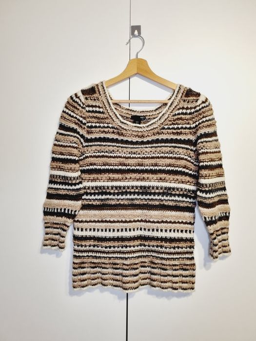 Sweter pleciony w paski 36 H&M bluzka moda zima fashion must have