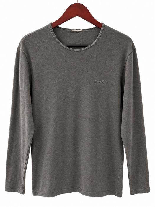 Calvin Klein longsleeve szary bawełniany z haftowanym logo