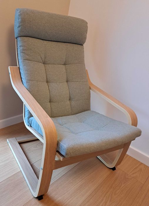 Fotel Ikea Poang okleina brzozowa / Gunnared jasnozielony