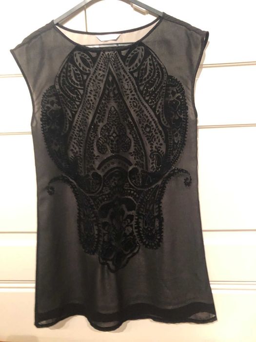 vestido preto com bordado em veludo   Promod  M