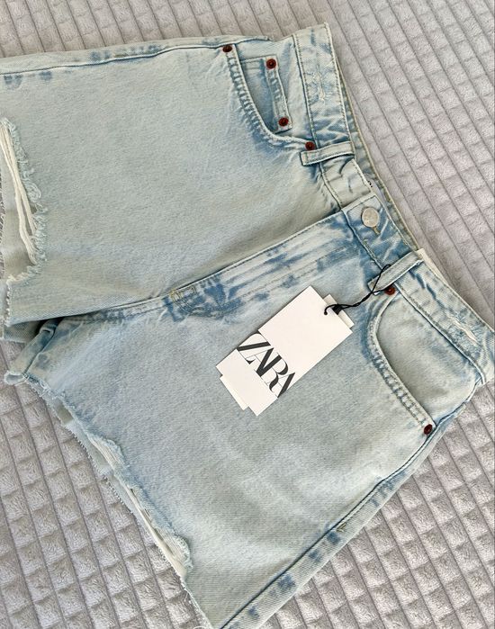 Zara jasne jeansowe szorty z wysokim stanem 38 nowe