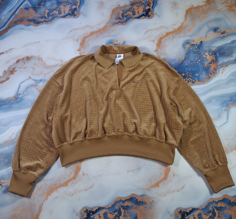 Велюровая кофта Nike Velour Polo женская свитшот Swoosh Essential