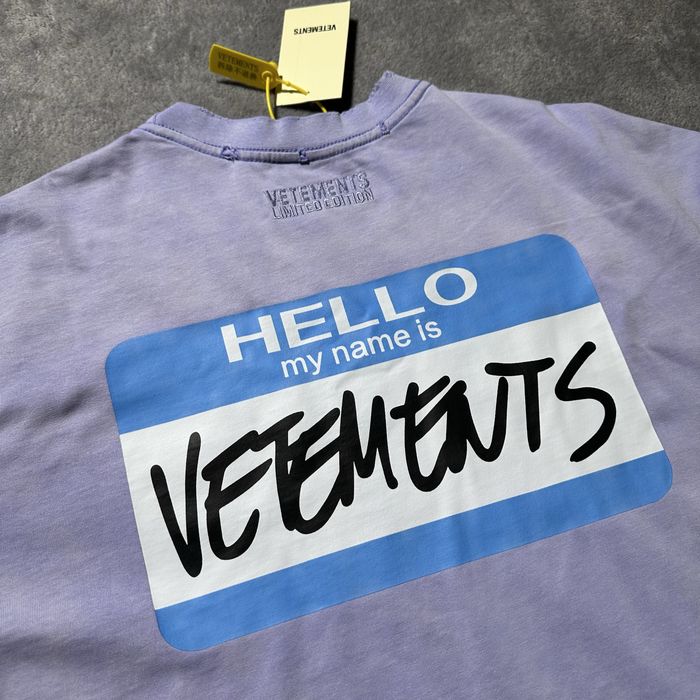 Футболка Vetements Hello my name purple S M L