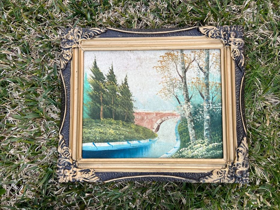 Quadros pintados a mão com moldura estilo  antigo