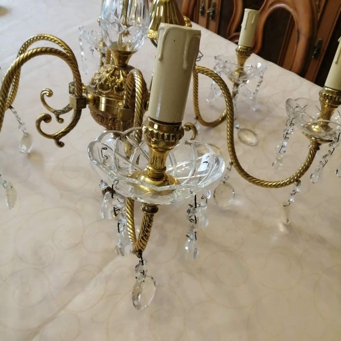 Candeeiro em latao e cristal vintage
