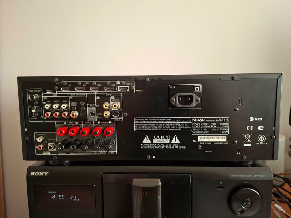Amplituner 5.1 Denon AVR-1312 + nowy pilot RC-1149. Stan BDB, 100% sprawny