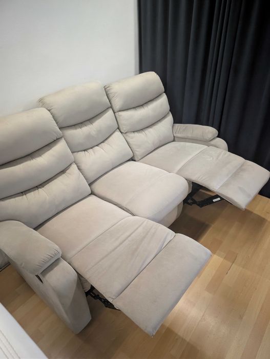 GANIBIO Sofa z funkcją relaksu, 3-osobowa, beżowa