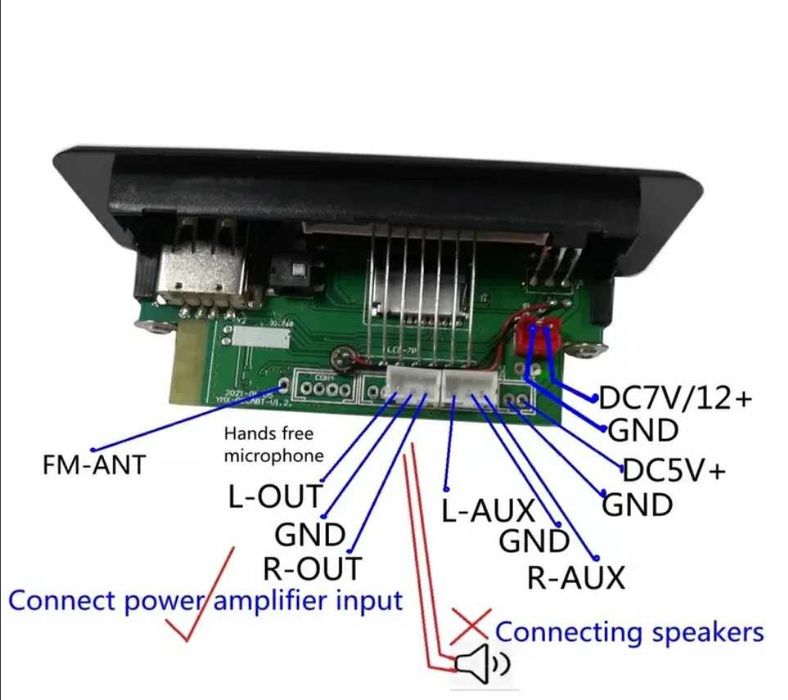Оригінал! BLUETOOTH 5.2! Модуль з мікрофоном 12V MP3/WMA/WAV/FLAC, APE