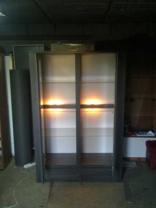 Witryna z oświetleniem 120x181x42 (dąb grafit) Nowa