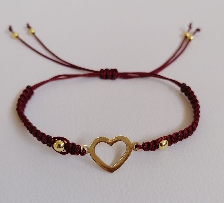 Bransoletka makramowa hematyt i serce