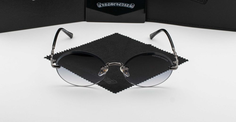 Сонцезахисні окуляри Chrome Hearts NEW 2026 | UV400 | безоправні | овальна лінза | футляр в комплекті | металева оправа