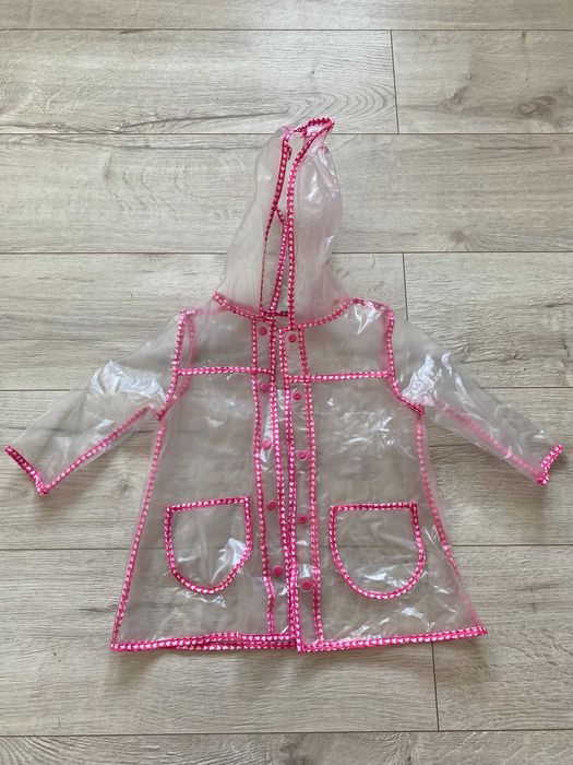 Прозрачный дождевик плащ на кнопочках, возраст 1-2 года+ подарок