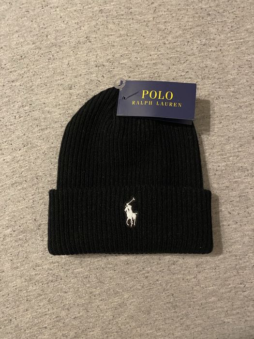 nowa czarna czapka zimowa polo ralph lauren