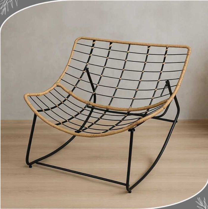 Fotel bujany biały wygodny rattanowy – do domu