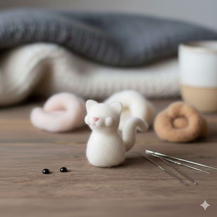 Набір для творчості для валяння, іграшка котик