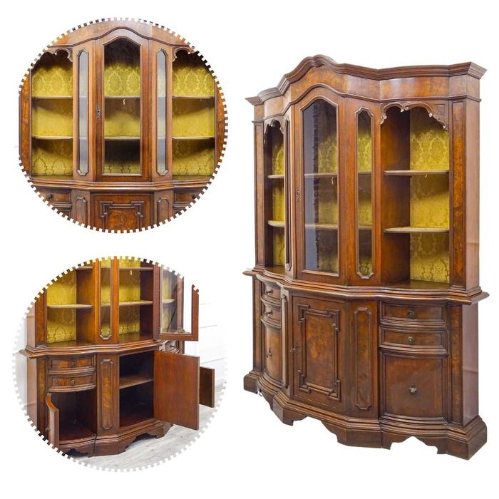 Włoska witryna kredens do jadalni ORZECH czeczot VINTAGE lata 80. BDB