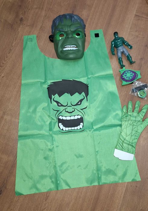 Przebranie Hulk świecąca maska + fartuch /peleryna & akcesoria