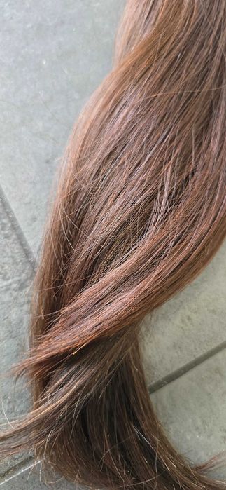 Włosy naturalne 42 cm  w kitce ciemny brąz waga 92 gram