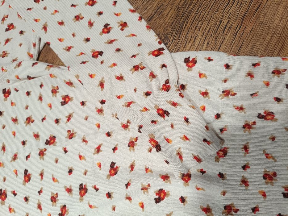 Sweter bawełna cotton w kwiatki vintage L