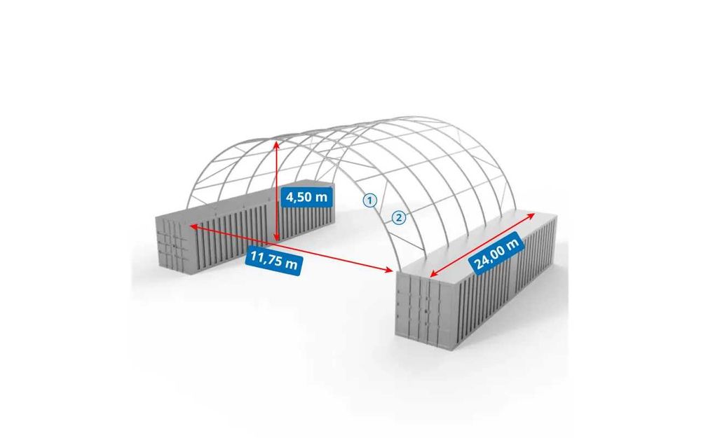 Zadaszenie kontenerowe 12x24m PVC 900g/m2