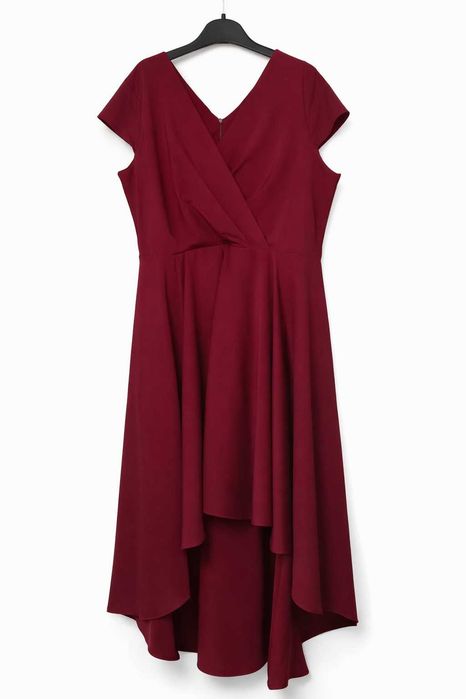 Sukienka Selena bordowa elegancka asymetryczna / midi-maxi