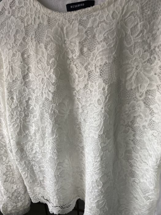Bluzka koszula z długim rękawem koronką koronkowa biała Reserved M