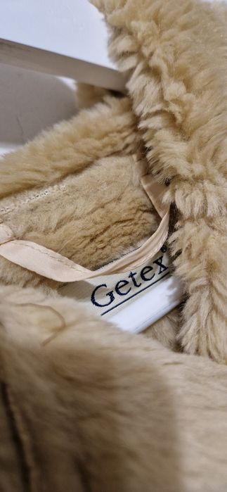 Brązowa Kurtka Getex z kapturem w stylu retro z haftem – L/XL