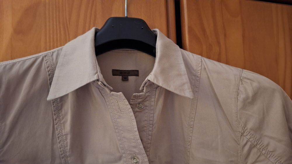Vestido clássico, beje, 100% algodão, tamanho 40 - Decenio