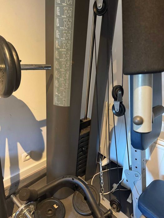 Home Gym completo - Multifunções, Banco, Alteres, Barras, Pesos