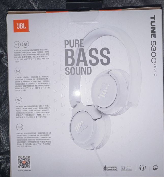 Słuchawki nauszne JBL Tune 530C USB-C (Białe) – Nowe