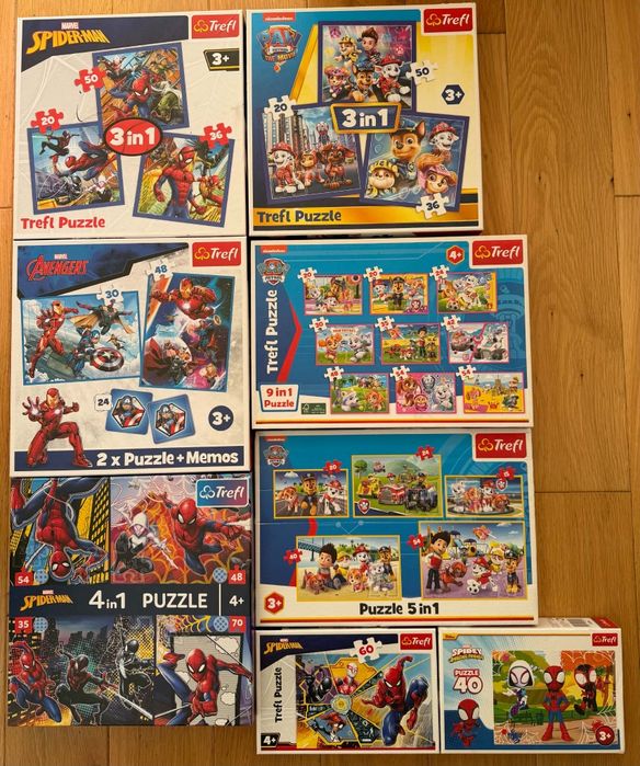 Zestaw puzzli, psi patrol, Avengers, Spiderman