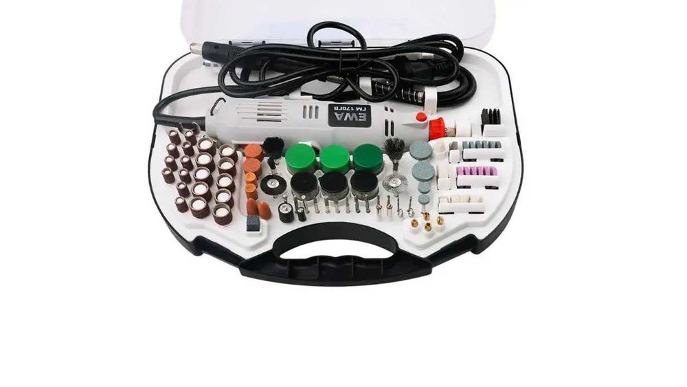 Електрична пряма шліфмашина Ewa 170 Вт з набором насадок (210 шт.)