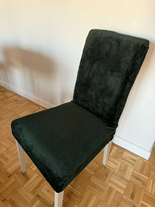 Pokrowce na krzesła 6szt butelkowa zieleń welurowe zielone uniwersalne