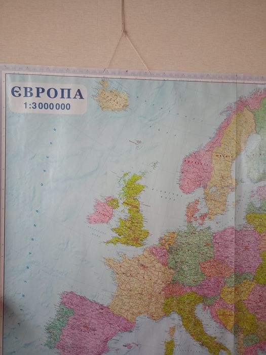 Мапа Європи, настінна карта