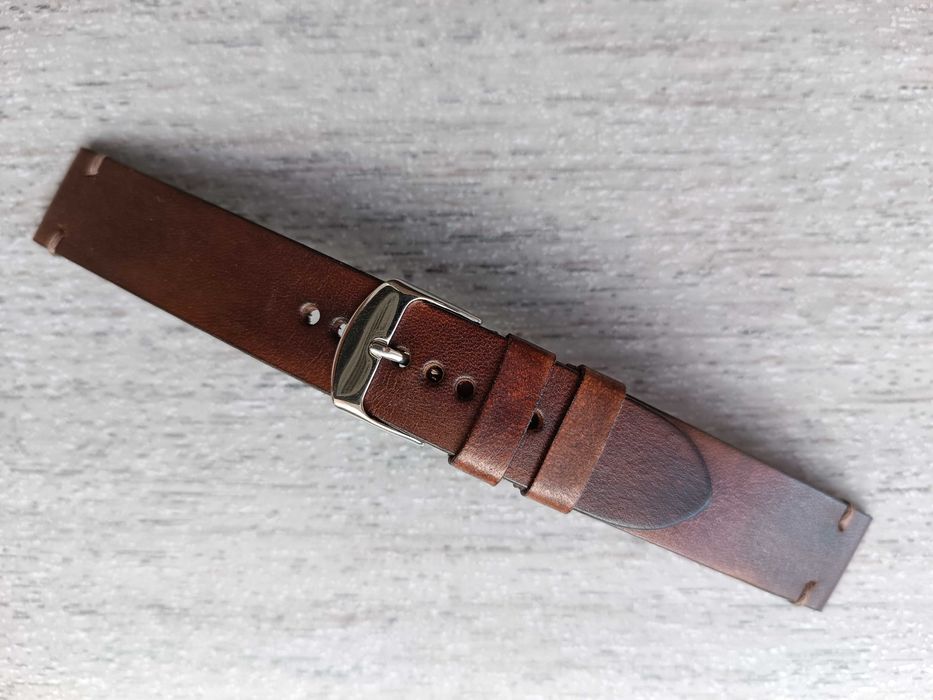 Skórzany pasek zegarka 18 mm brąz M cienki