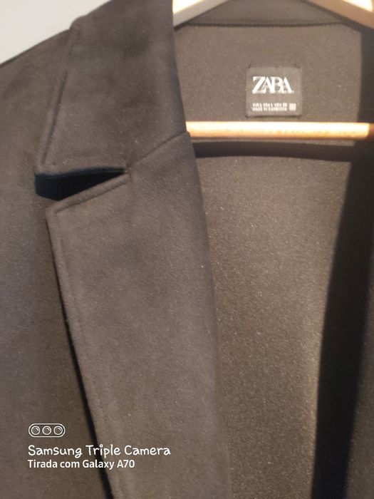 Casaco, tipo camurça, preto, Zara, tamanho L