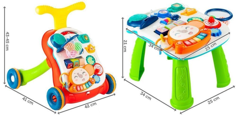 Chodzik Pchacz Stolik Edukacyjny Panel Koszy 5W1