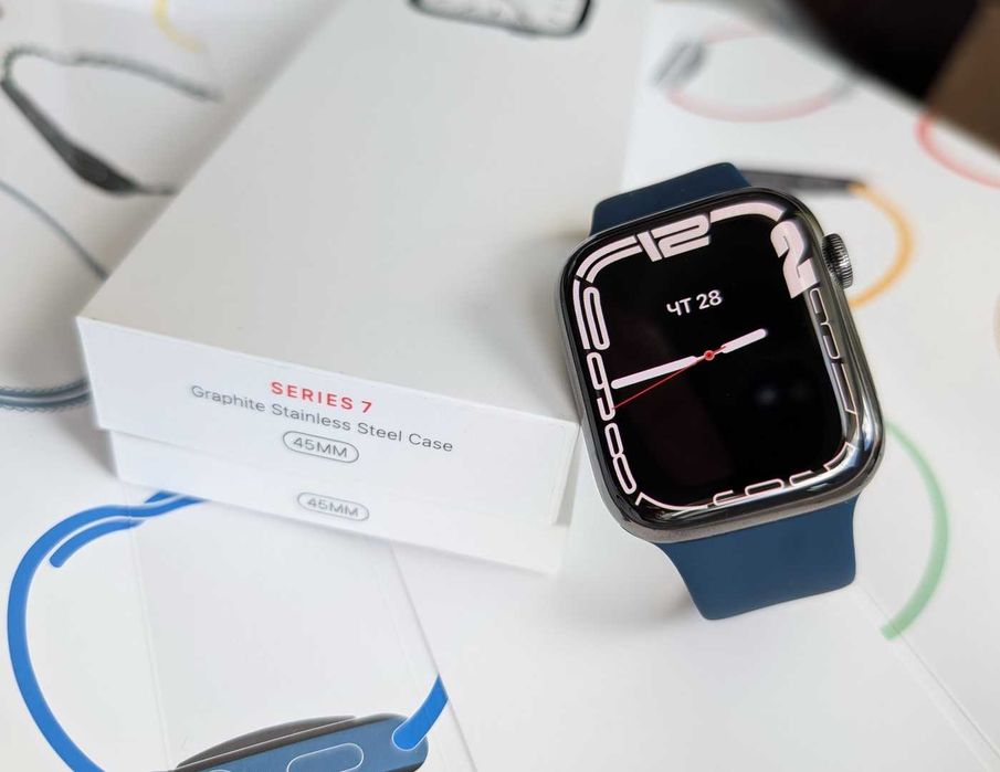OPEN BOX NEW Комплект Stainless Steel Apple Watch 7 45 mm Graphite