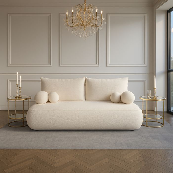 Sofa tapicerowana Kanapa Luna Boucle baranek tkaniny do wyboru